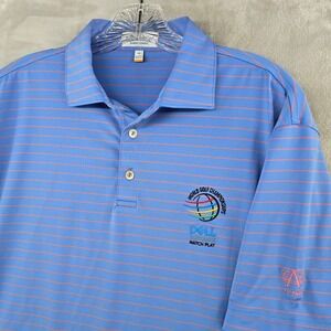 AUSTIN COUNTRY CLUB Peter Millar Polo Shirt Men MEDIUM Blue Dell Match Play Golf